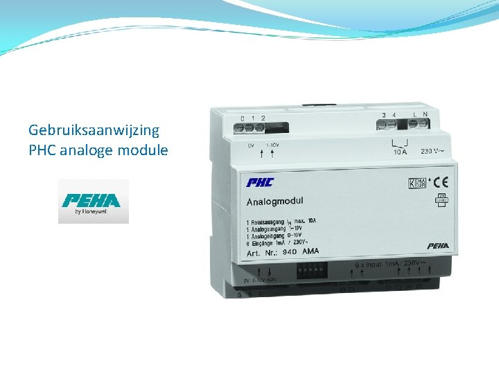 Gebruiksaanwijzing PHC analoge module 