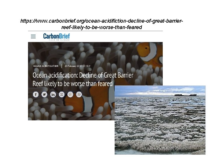 https: //www. carbonbrief. org/ocean-acidifiction-decline-of-great-barrierreef-likely-to-be-worse-than-feared 