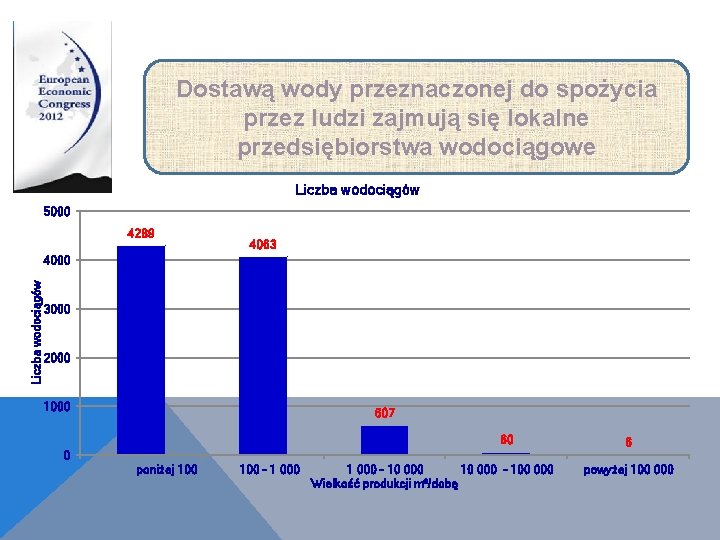 Dostawą wody przeznaczonej do spożycia przez ludzi zajmują się lokalne przedsiębiorstwa wodociągowe Liczba wodociągów