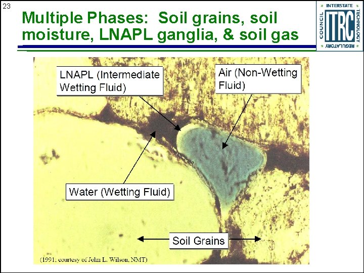 23 Multiple Phases: Soil grains, soil moisture, LNAPL ganglia, & soil gas 