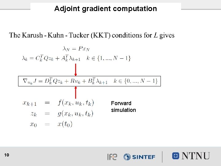 Adjoint gradient computation Forward simulation 10 