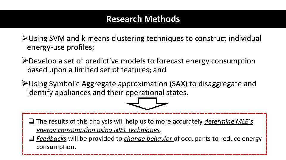 Research Methods ØUsing SVM and k means clustering techniques to construct individual energy-use profiles;