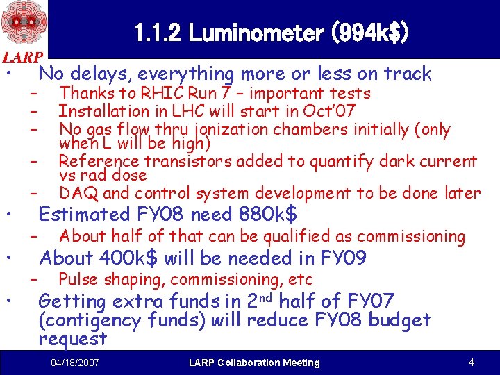 1. 1. 2 Luminometer (994 k$) • – – • • • – – 1. 1. 2 Luminometer (994 k$) • – – • • • – –