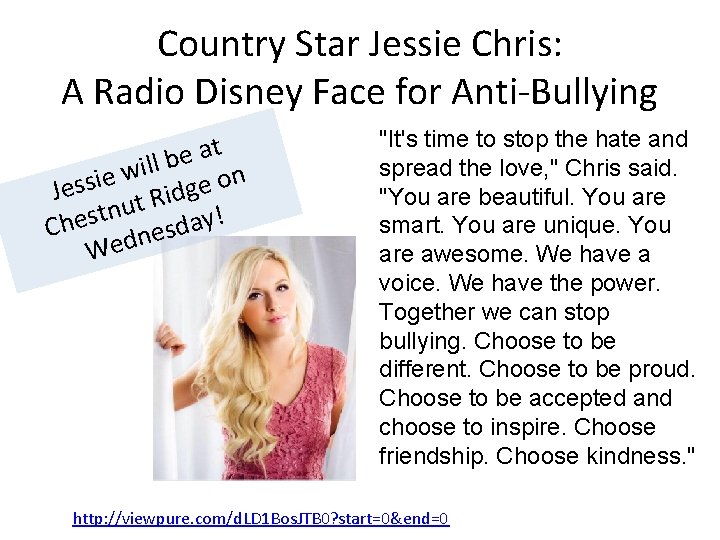 Country Star Jessie Chris: A Radio Disney Face for Anti-Bullying t a e lb