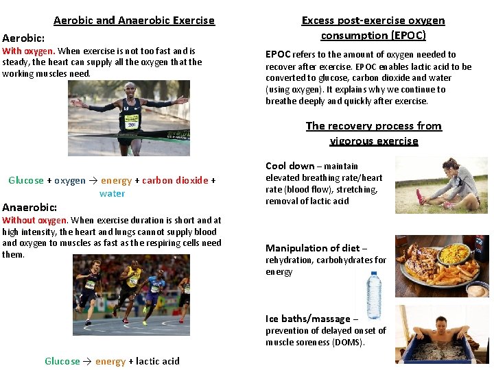 Aerobic and Anaerobic Exercise Aerobic: With oxygen. When exercise is not too fast and