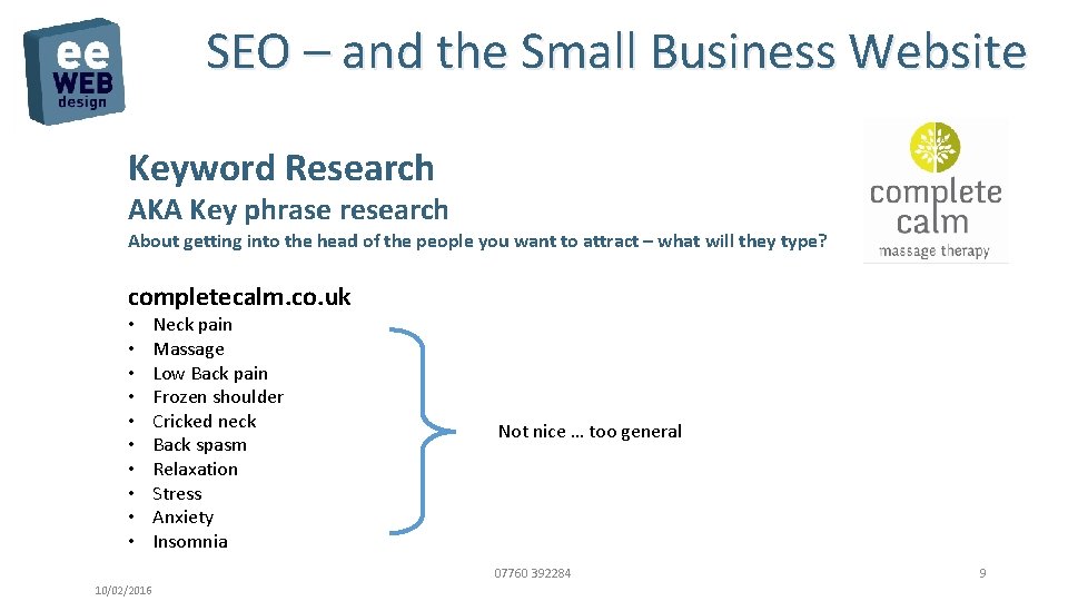 SEO – and the Small Business Website Keyword Research AKA Key phrase research About