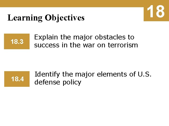 Learning Objectives 18 18. 3 Explain the major obstacles to success in the war