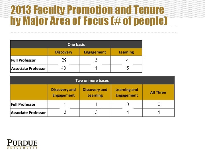 2013 Faculty Promotion and Tenure by Major Area of Focus (# of people) 29