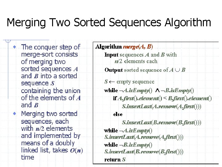 Merging Two Sorted Sequences Algorithm 