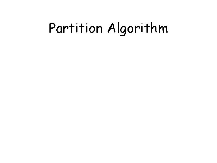 Partition Algorithm 