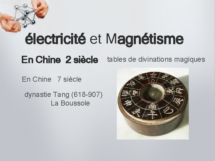 électricité et Magnétisme En Chine 2 siècle En Chine 7 siècle dynastie Tang (618