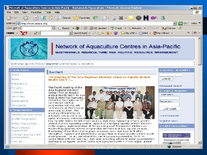 12/27/2021 Network of Aquaculture Centres in Asia-Pacific (NACA) 22 