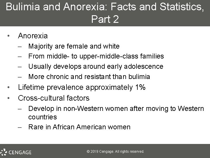 Bulimia and Anorexia: Facts and Statistics, Part 2 • Anorexia – – • •
