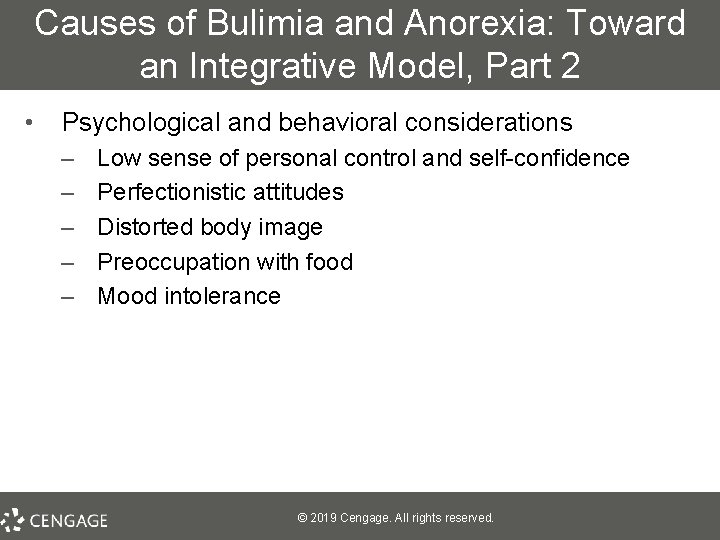 Causes of Bulimia and Anorexia: Toward an Integrative Model, Part 2 • Psychological and