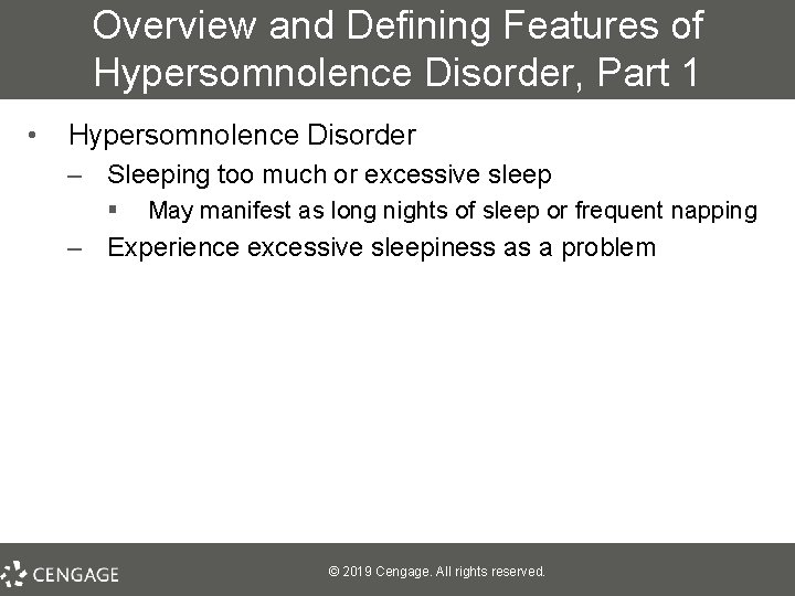 Overview and Defining Features of Hypersomnolence Disorder, Part 1 • Hypersomnolence Disorder – Sleeping