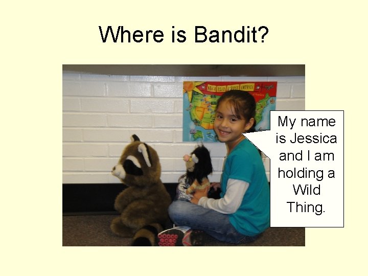 Where is Bandit? My name is Jessica and I am holding a Wild Thing.