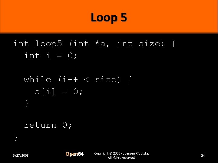 Loop 5 int loop 5 (int *a, int size) { int i = 0;