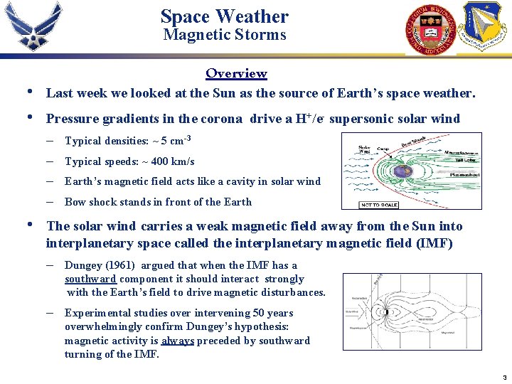 Space Weather Magnetic Storms • • • Overview Last week we looked at the