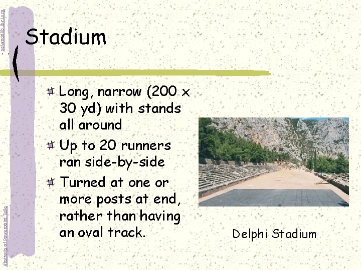 - newmanlib. ibri. org Abstracts of Powerpoint Talks Stadium Long, narrow (200 x 30