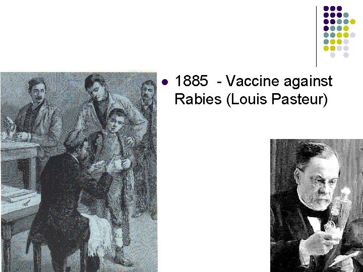 l 1885 - Vaccine against Rabies (Louis Pasteur) 