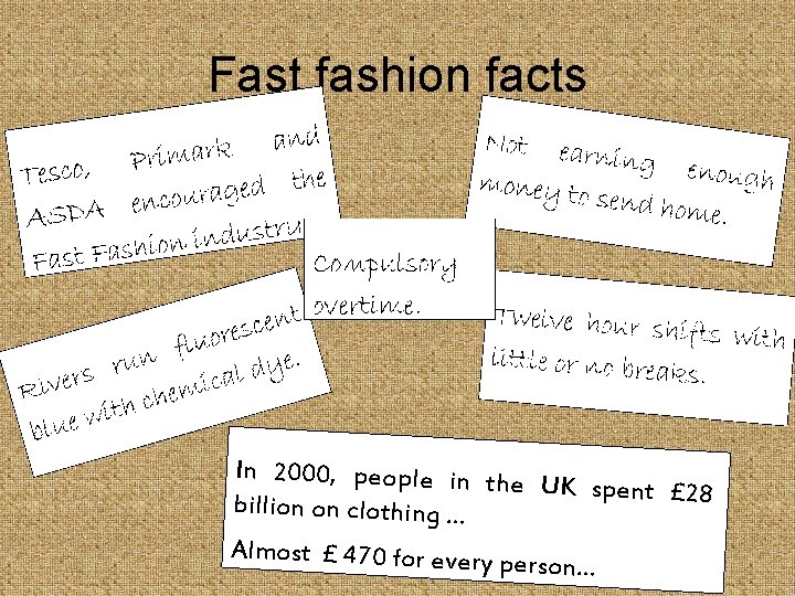 Fast fashion facts In 2000, people in th e UK spent £ 28 billion