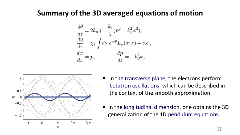 Summary of the 3 D averaged equations of motion § In the transverse plane,