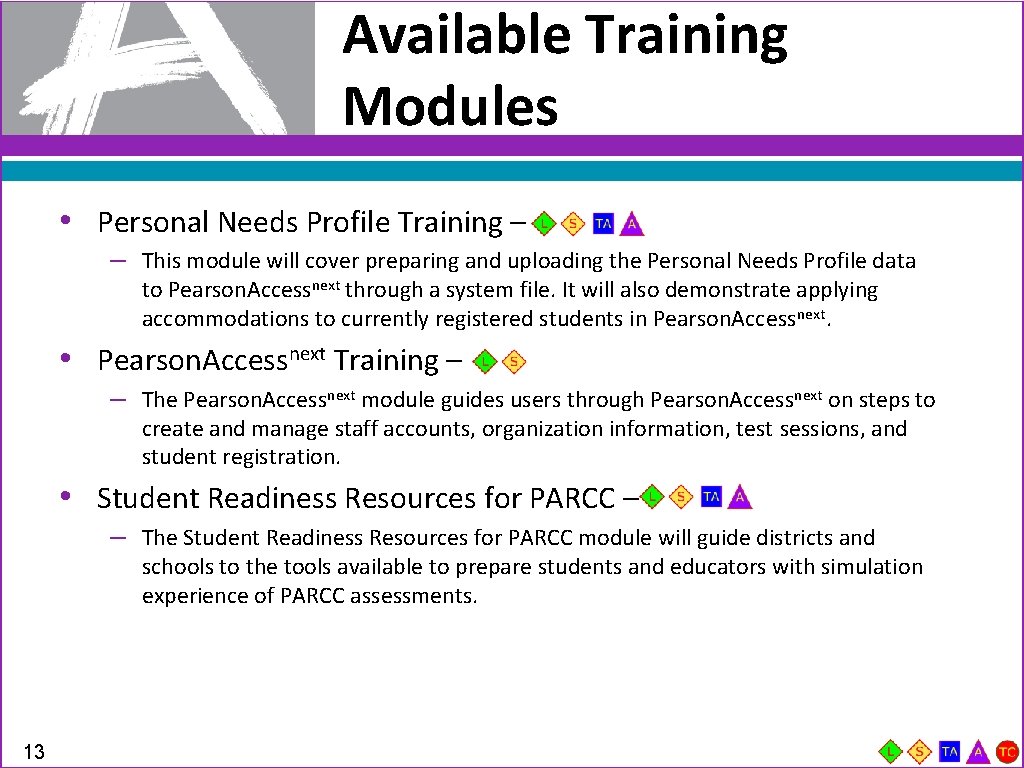 Available Training Modules • Personal Needs Profile Training – – This module will cover