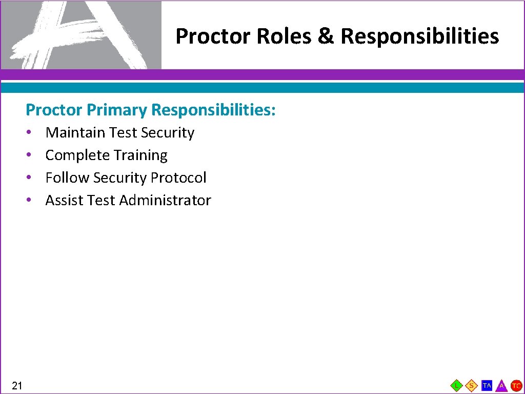 Proctor Roles & Responsibilities Proctor Primary Responsibilities: • • 21 Maintain Test Security Complete