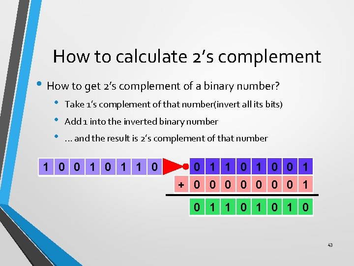 How to calculate 2’s complement • How to get 2’s complement of a binary