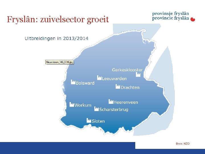 Fryslân: zuivelsector groeit Bron: NZO 