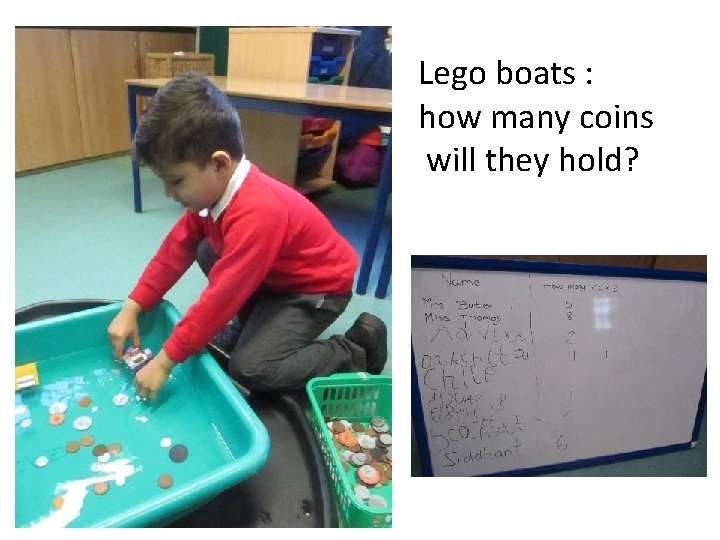 Lego boats : how many coins will they hold? 