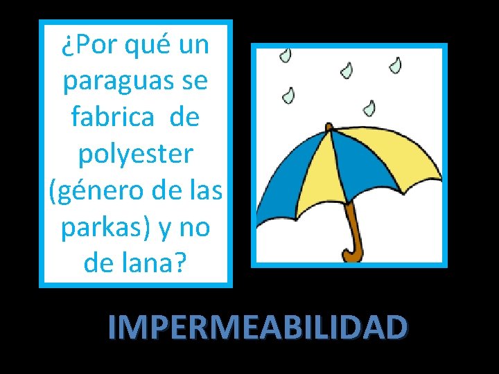 ¿Por qué un paraguas se fabrica de polyester (género de las parkas) y no