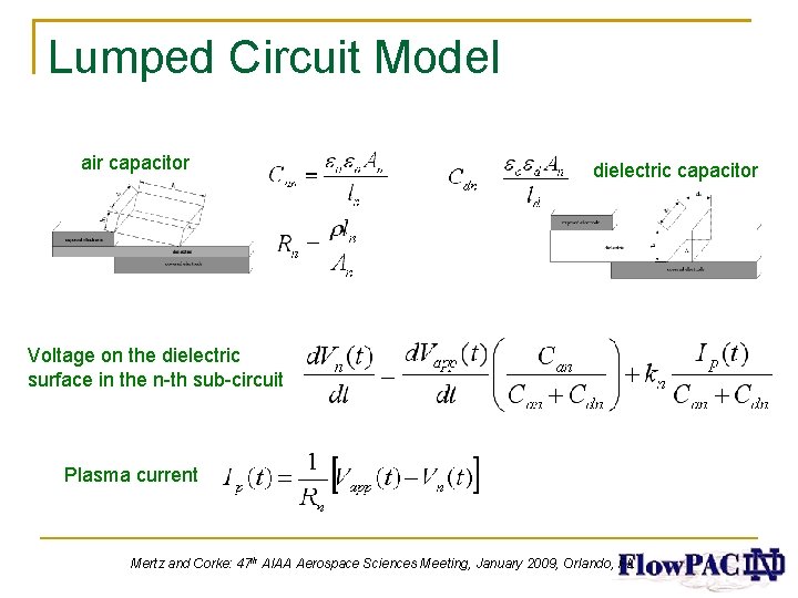 Lumped Circuit Model air capacitor dielectric capacitor Voltage on the dielectric surface in the