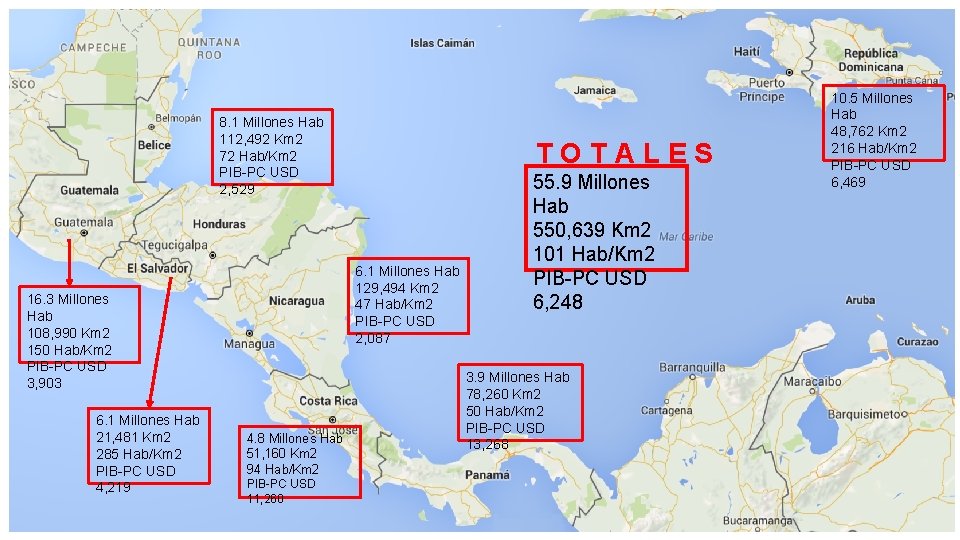 8. 1 Millones Hab 112, 492 Km 2 72 Hab/Km 2 PIB-PC USD 2,