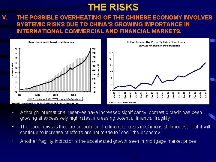 THE RISKS V. THE POSSIBLE OVERHEATING OF THE CHINESE ECONOMY INVOLVES SYSTEMIC RISKS DUE