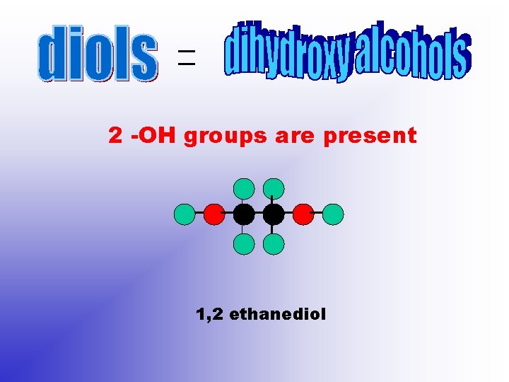 2 -OH groups are present 1, 2 ethanediol 