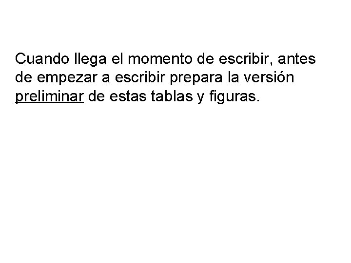 Cuando llega el momento de escribir, antes de empezar a escribir prepara la versión