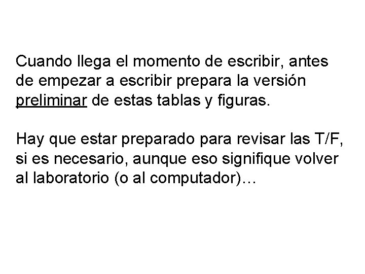 Cuando llega el momento de escribir, antes de empezar a escribir prepara la versión