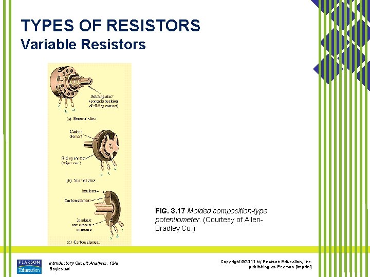 TYPES OF RESISTORS Variable Resistors FIG. 3. 17 Molded composition-type potentiometer. (Courtesy of Allen.
