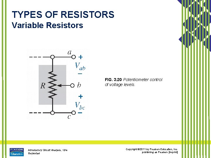 TYPES OF RESISTORS Variable Resistors FIG. 3. 20 Potentiometer control of voltage levels. Introductory