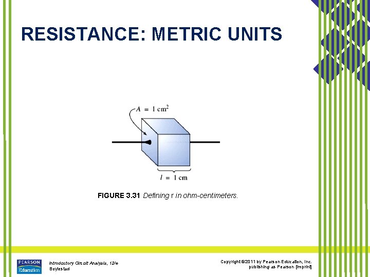 RESISTANCE: METRIC UNITS FIGURE 3. 31 Defining r in ohm-centimeters. Introductory Circuit Analysis, 12/e