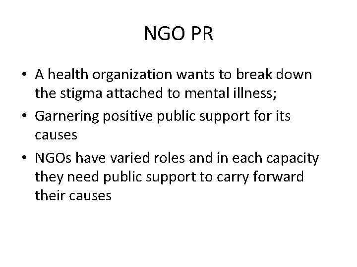 NGO PR • A health organization wants to break down the stigma attached to