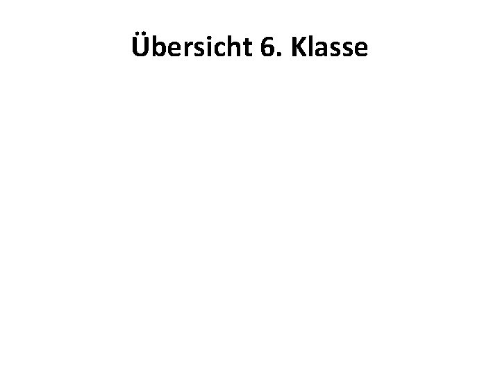 Übersicht 6. Klasse 