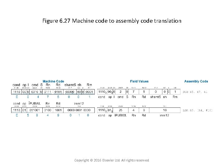 Figure 6. 27 Machine code to assembly code translation Copyright © 2016 Elsevier Ltd.
