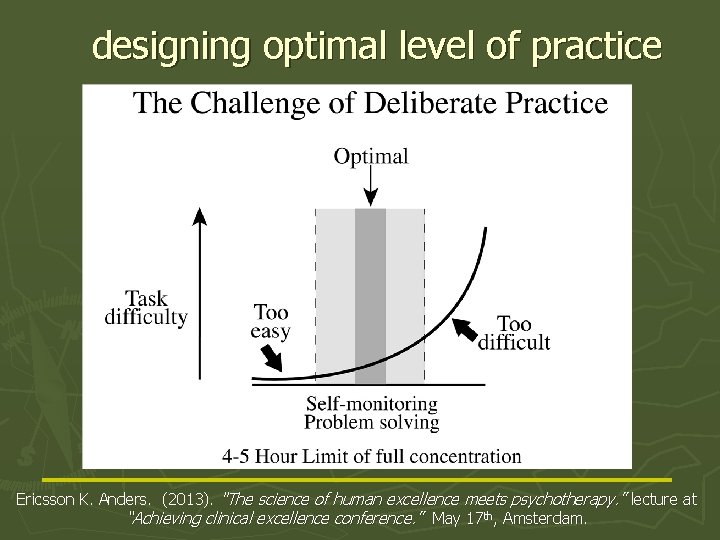 designing optimal level of practice Ericsson K. Anders. (2013). "The science of human excellence