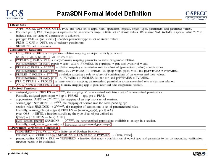 Para. SDN Formal Model Definition @ Abdullah Al-Alaj 24 