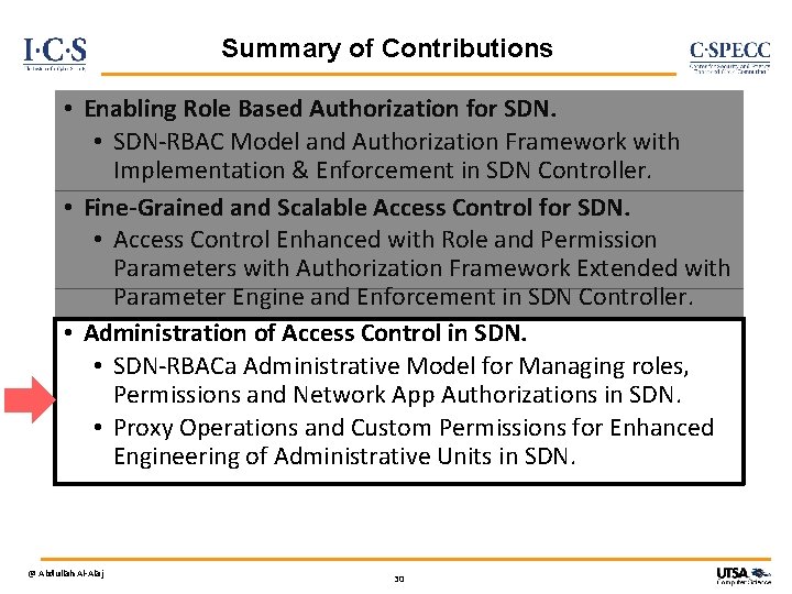 Summary of Contributions • Enabling Role Based Authorization for SDN. • SDN-RBAC Model and