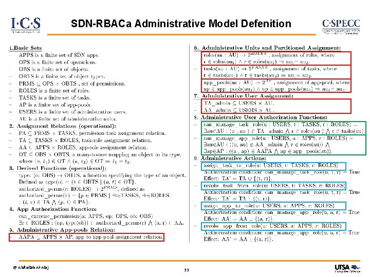 SDN-RBACa Administrative Model Defenition @ Abdullah Al-Alaj 33 