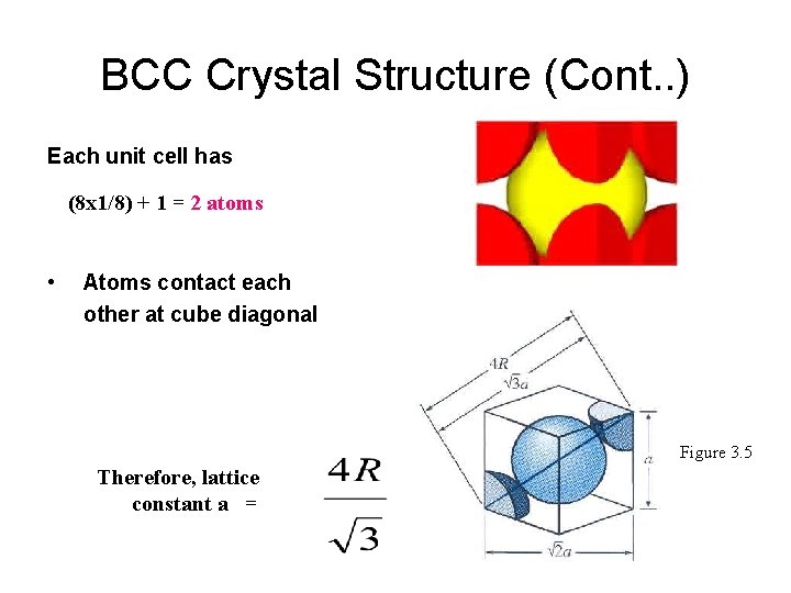 BCC Crystal Structure (Cont. . ) Each unit cell has (8 x 1/8) +