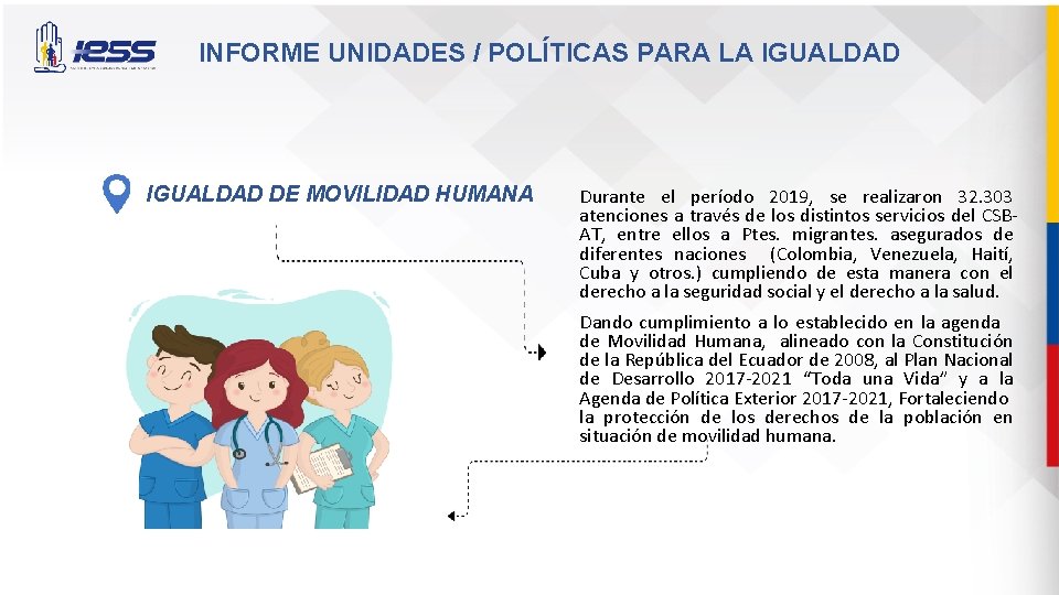INFORME UNIDADES / POLÍTICAS PARA LA IGUALDAD DE MOVILIDAD HUMANA Durante el período 2019,
